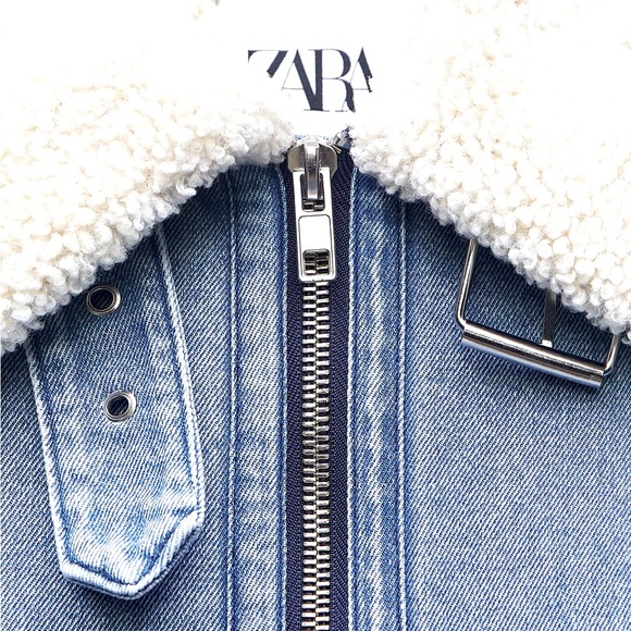 ZARA SHEARLING BIKER JACKET - Picture 6 of 8